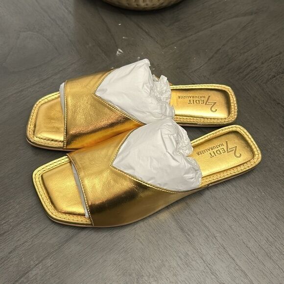 27 EDIT NATURALIZER Zelda Faux Leather Slide Sandal In Deep Gold - Picture 6 of 7